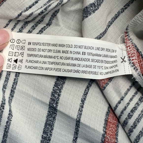 Forever 21 Contemporary Long Sleeve Pullover V-Neck Lace Up Top Cream Navy Red S - Picture 4 of 6